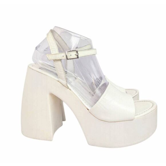 Steve Madden Jordana white leather chunky platform sandal heels women's 11 - Picture 2 of 9